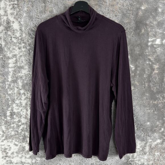 Eileen Fisher Plus 1X Minimalist Turtle Neck Top Purple Long Sleeve Pullover - Picture 1 of 7